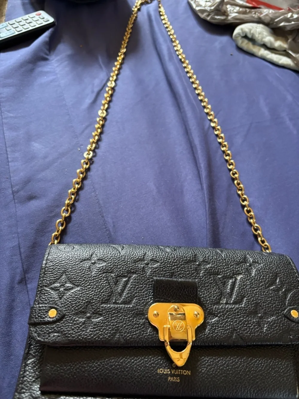 Louis Vuitton Black Monogram Leather Crossbody with Gold Hardware